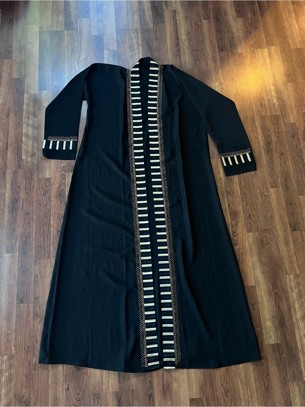 Black Gold Embellished Full Length Robe Size 60 Gothic Witch Costume
